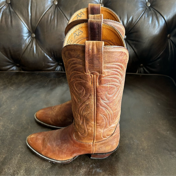 Alberta Boots Women’s Chestnut Leather Western Boots size 9.5AA - Picture 3 of 10